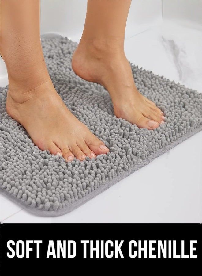 شو وو سجاد الحمام – حصيرة حمام قابلة للامتصاص والغسل، ضد الانزلاق، سجاد حمام سميك وناعم من الشنيل لأرضية الحمام، الدش، الحوض - (40*60 سم) - Image 2